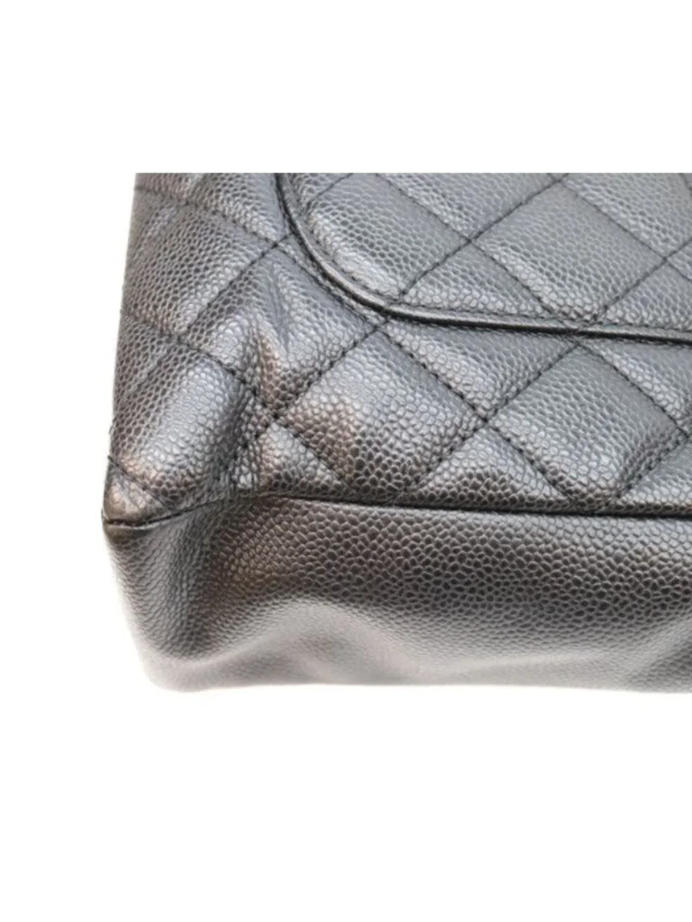 Chanel Black Caviar Silver Petite Shopping Tote PST